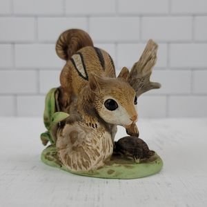 Vtg Porcelain Chipmunk And Turtle Figurine